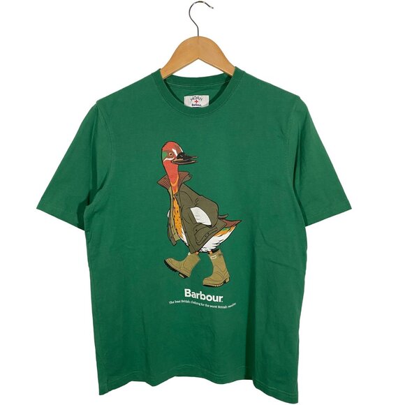 Barbour x Noah Duck Graphic Crew Tee Green mens size small - Picture 1 of 8